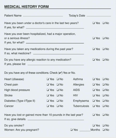 Comprehensive medical history